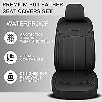 Vista 4 de Juego de fundas de cuero premium para asientos delanteros de coche, fundas impermeables y resistentes a las manchas para automóviles, fundas