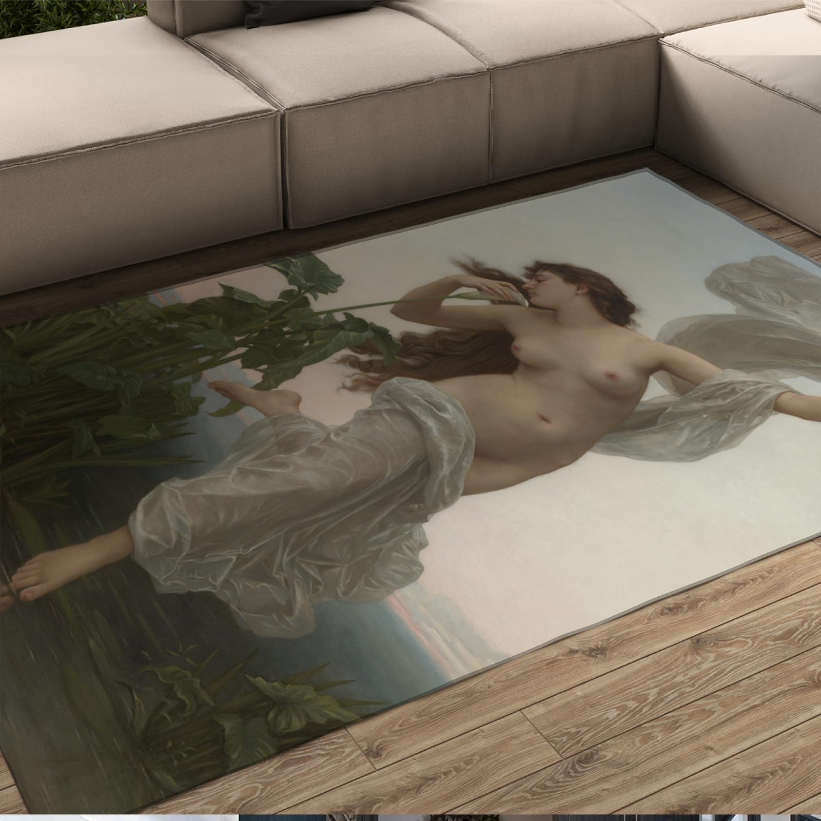 Adolphe Bouguereau Alfombras Neoclásica Amanecer Decoración Alfombras para Salón Alfombra de Dormitorio Western Aesthetics Portrait Alfombrillas antideslizantes para suelo 140x200cm