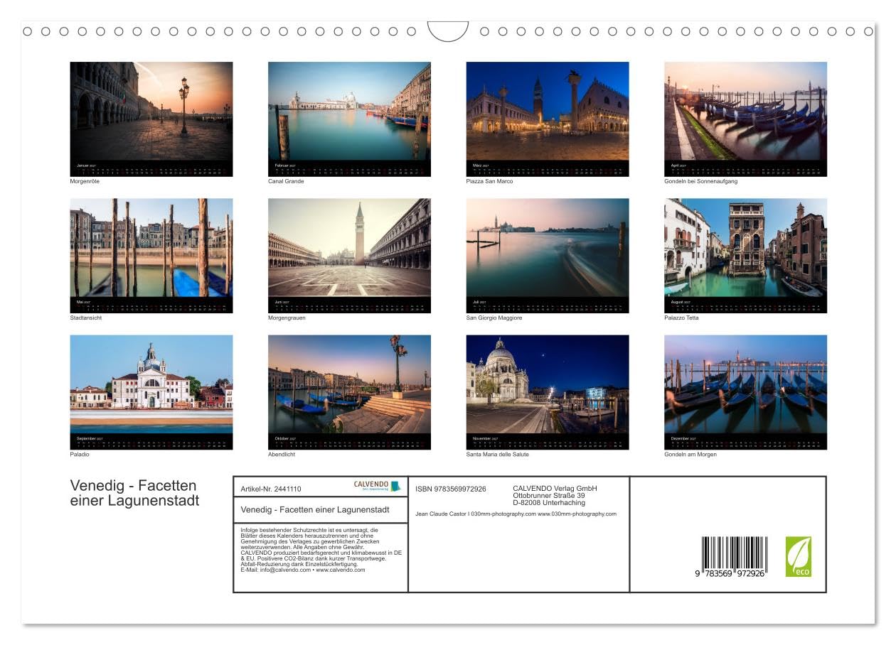 CALVENDO - Venedig - Facetten einer Lagunenstadt (Wandkalender 2027 DIN A3 quer), Monatskalender: Die historische Lagunenstadt an der Adria mit all seinen Facetten