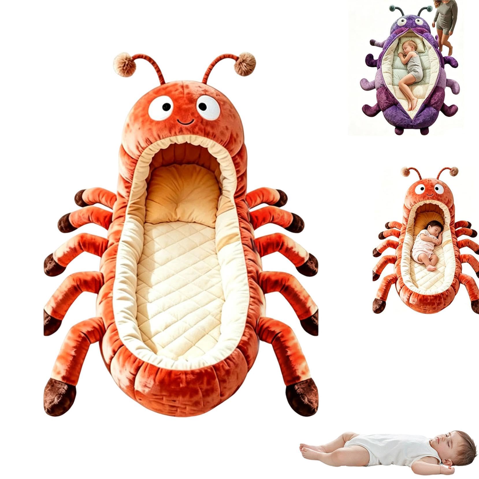 Hugging Caterpillar Sleeping Bags, Plush Cocoon Full-Body Lounger, Animal Sleeping Bag for Adults Kids, Indoor Nap Pod, Cozy Reading Nest, Soft Floor Lounger for Relaxation Travel & Indoor Use — view 8