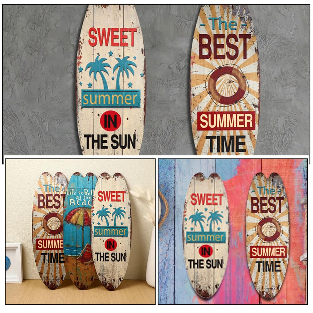 6 PZ CARTELLI da tavola da surf cartello in legno decorazione parete estate ornamento da