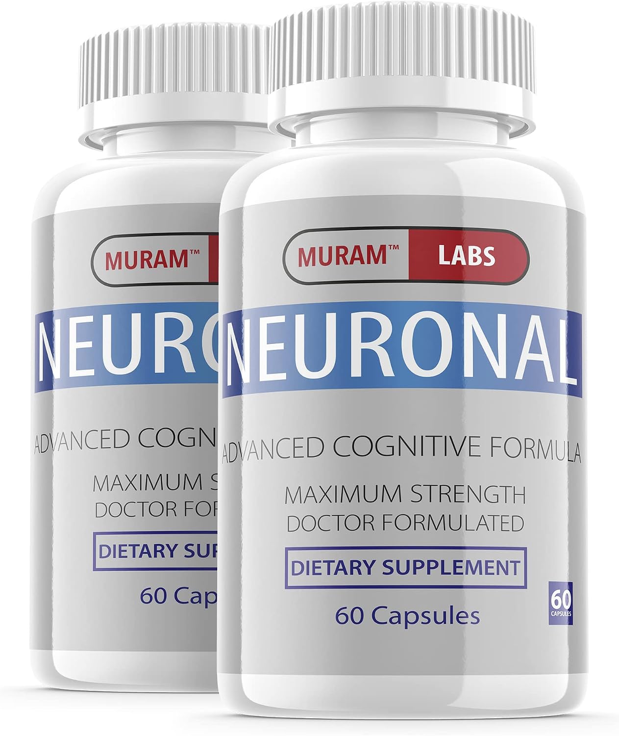 MURAM 2 Pack Neuronal Brain Supplement, Cognitive Formula, 2 Bottle Package, 60 Day Supply 120 Capsules