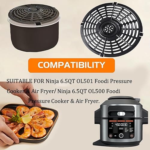 Miniatura 2 de Bandeja para freidora de aire de 6.5 cuartos de galón para olla a presión y freidora de aire Foodi Ninja OL500 OL501 de 6.5 cuartos de galón,