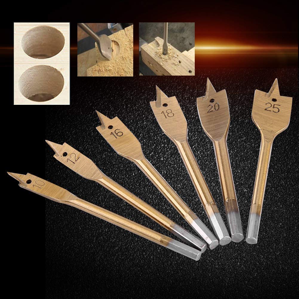 ANKROYU 6PCS Spade Bits, High Carbon Steel Paddle Bit, Paddle Flat Drilling Boring Tools for Woodworking