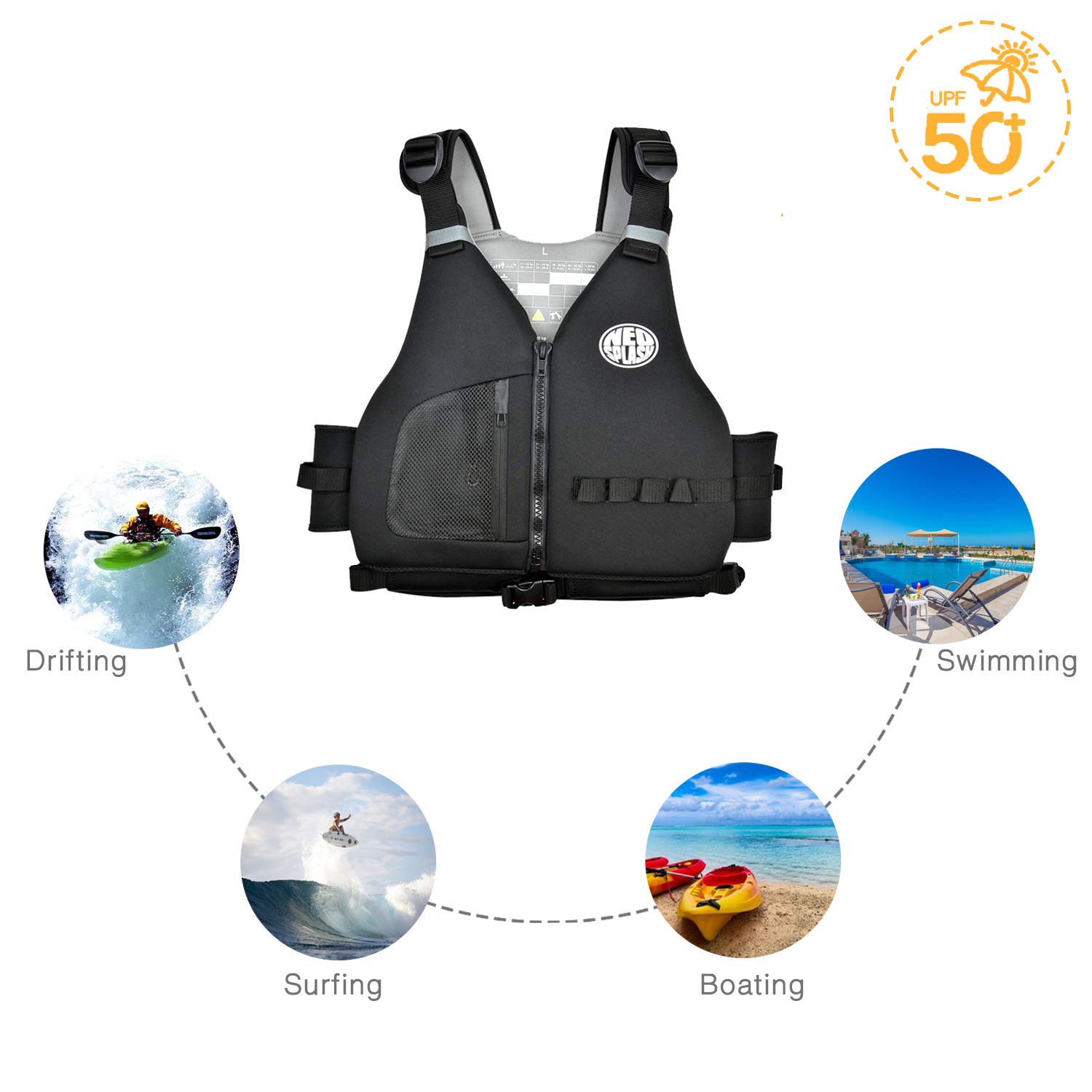 Aiuto al Galleggiamento Adulti, Giubbotto Solido, Ideale per Sport Acquatici, kayak, Sup, Canottaggio, Snorkeling