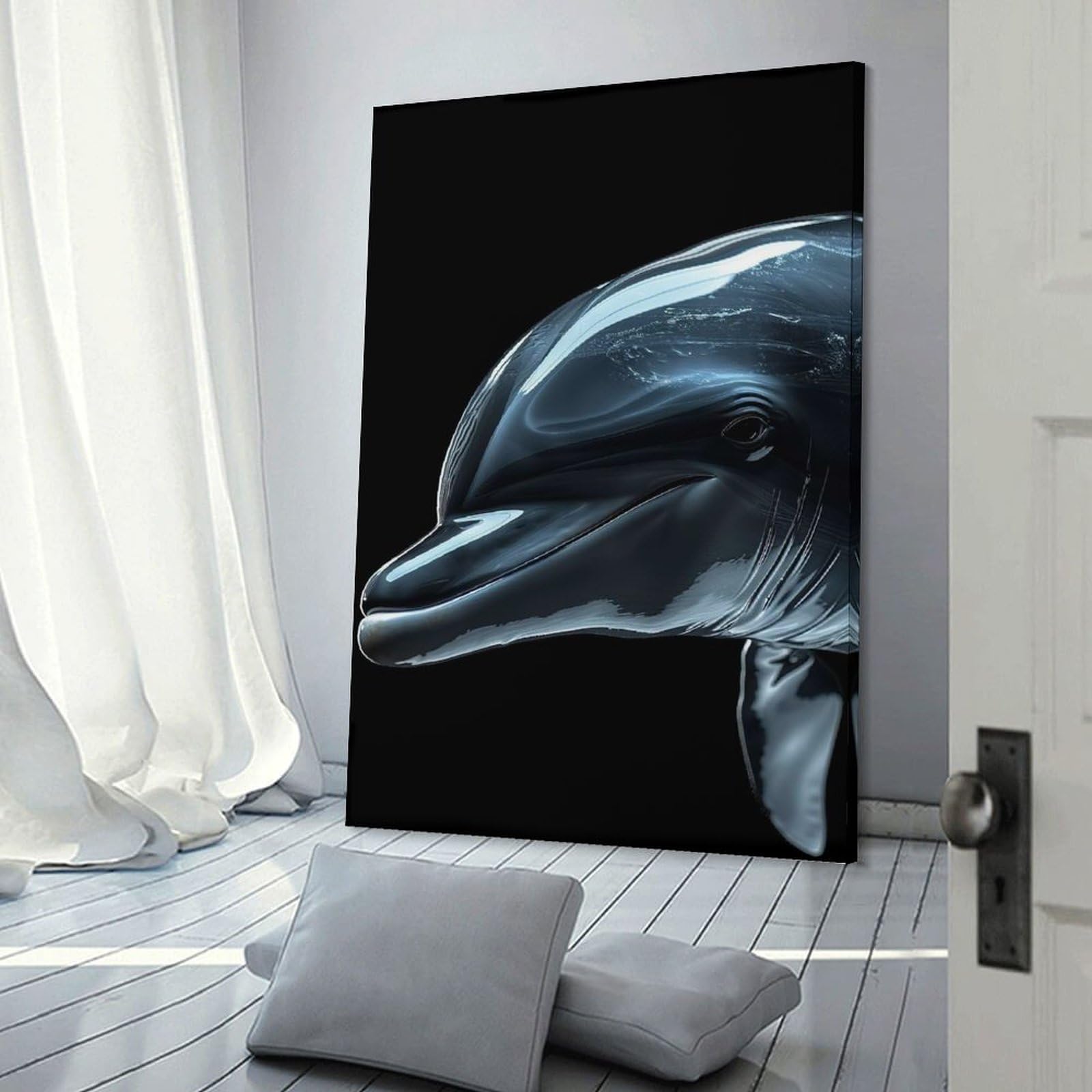 Junmoney Dolphin Canvas Art Print, 24x36inch(60x90cm), for Bedrooms, Workspaces And Everyday Interiors, A Flexible Wall Accent for Shared Spaces