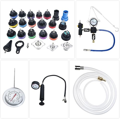 Miniatura 2 de KUNTEC Probador de presión de refrigerante Kit de herramientas de recarga al vacío, probador de presión de radiador universal, sistema de