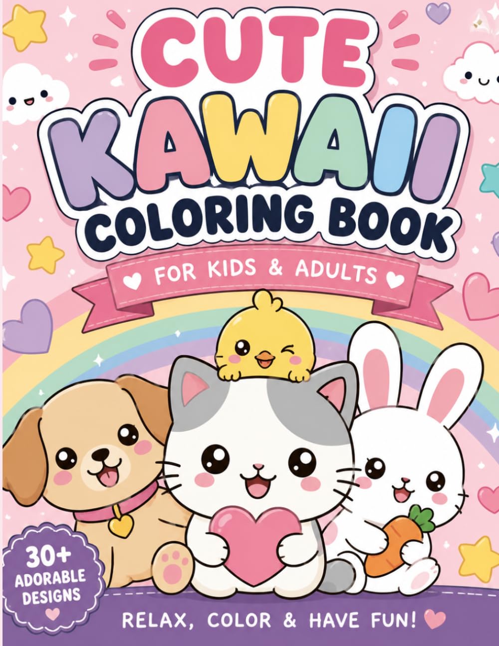 Cute Kawaii Coloring Book: For Kids & Adults