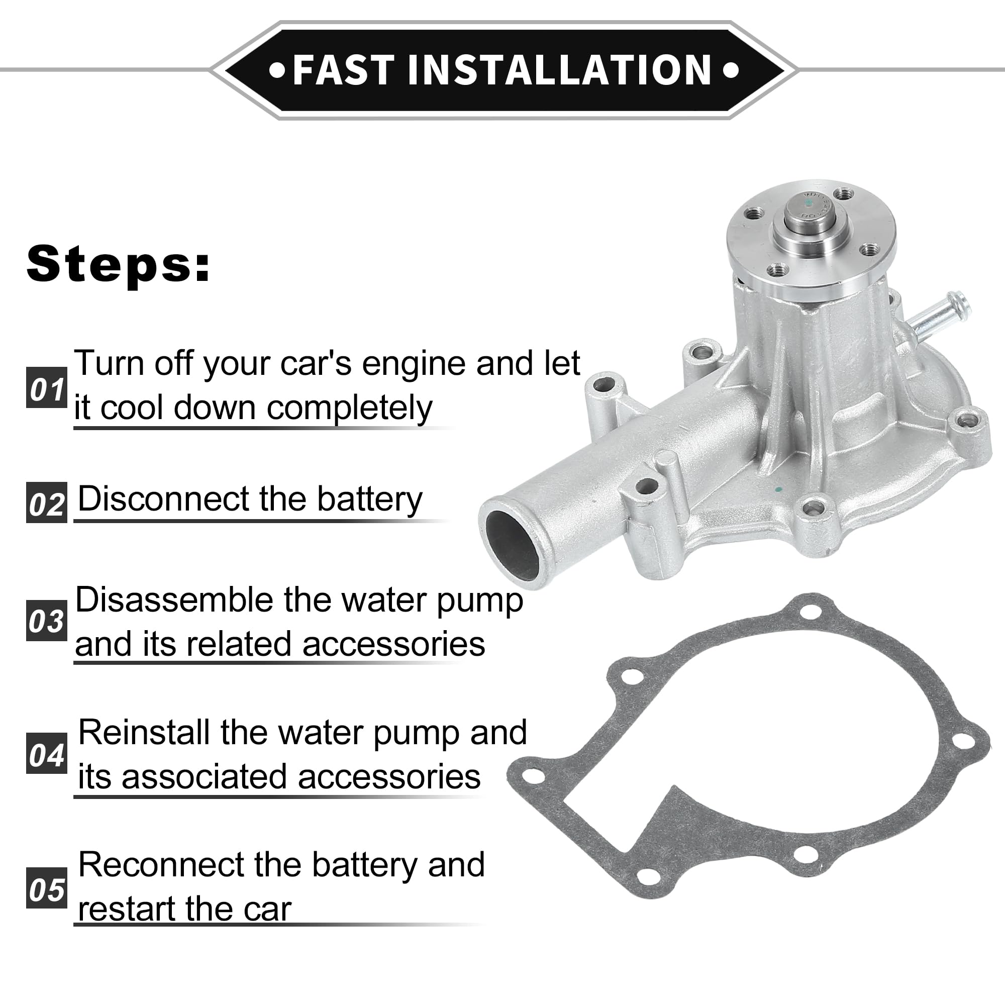 Kit Pompa Dell'Acqua Per Kubota V1505 1 Pezzo | Metallo, Tono Argento, Per Kobelco SK320-6 SK320-6E SK330-6 SK330-6E, Per Mitsubishi 6D16 6D16T, Guarnizione Inclusa