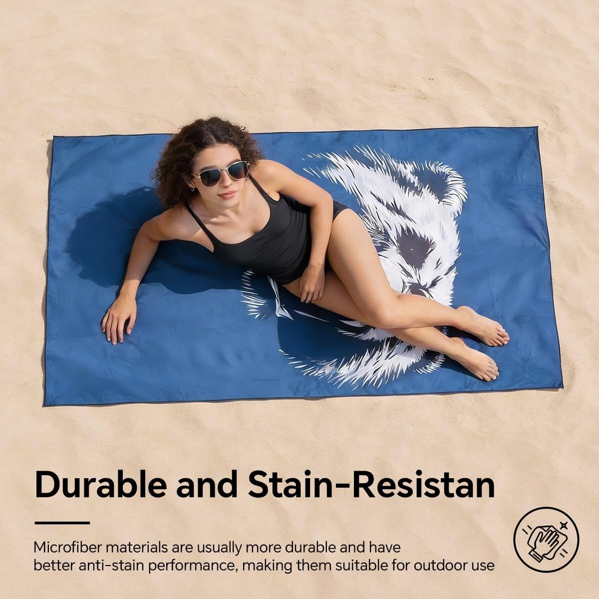 Microfiber Beach Towel, Ultra-Thin & Lightweight, Quick Dry, Sand Free,Compact Travel Towel for Sand, Pool, Swim, Yoga- Includes Carry Bag for Adults Women Men (Blue, 71"×35")
