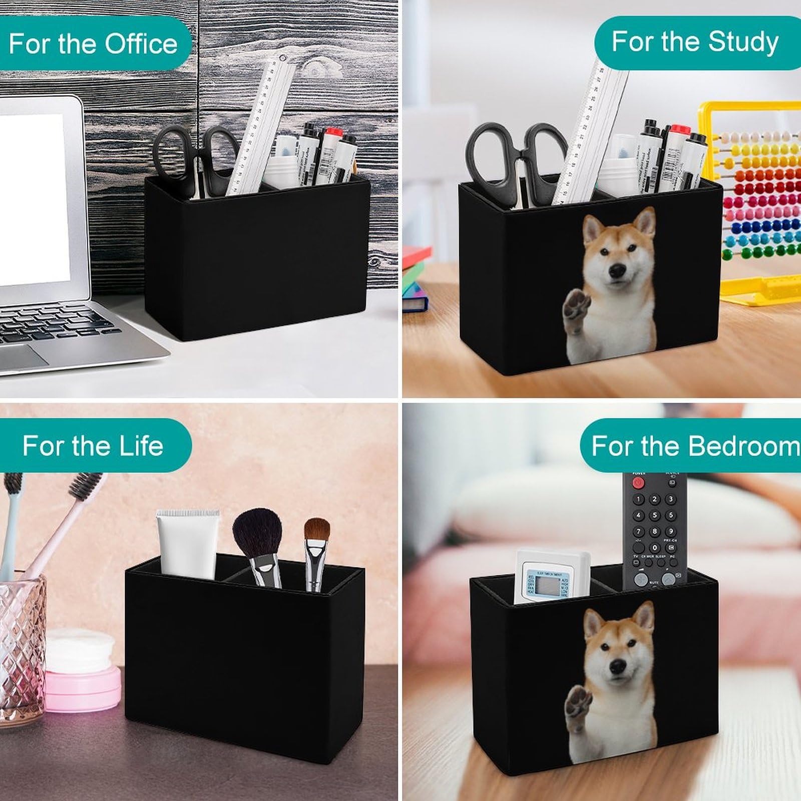 Amazon.co.jp: ペンスタンド 柴犬 いぬ 犬柄 ペン立て 2格 レザー製