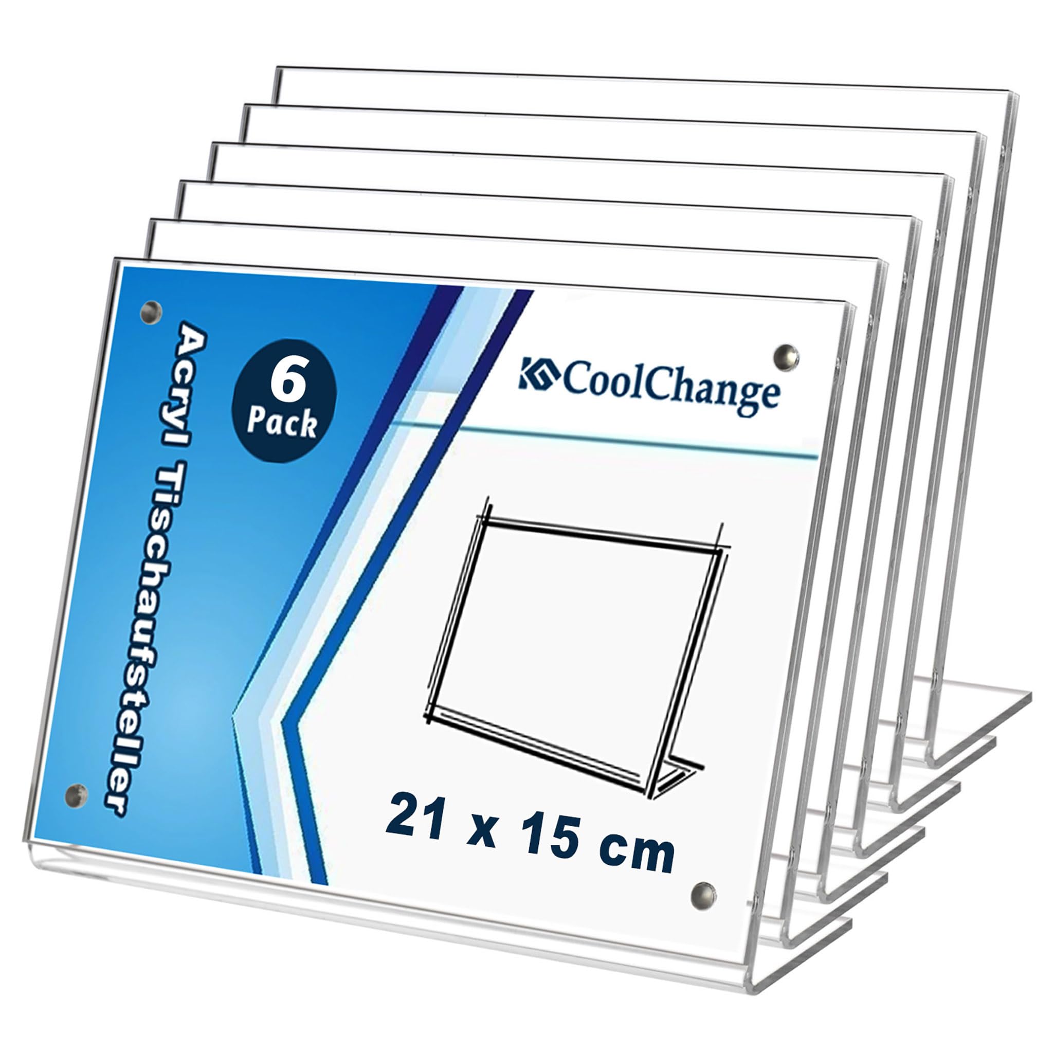 CoolChange Expositores acrílicos con cierre magnético | Soportes en L para fotos, señalización e info | Tamaños DIN A7, A6, A5 – Varios sets disponibles (6, 210x150mm / DIN A5)