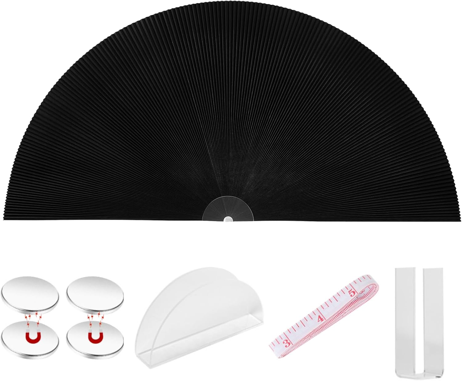 Arch Window Shades Half Circle Blackout Cellular Shades Cordless Pleated Fabric Blind No Drill Blinds for Windows Half Moon Honeycomb Fabric Can Unfolding Easy Install (White 36"X72")