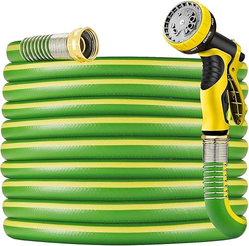 Manguera de jardín de 58 x 100 pies, resistente, ultra duradera, sin torceduras, ligera, segura para el agua potable con boquilla de pulverización,