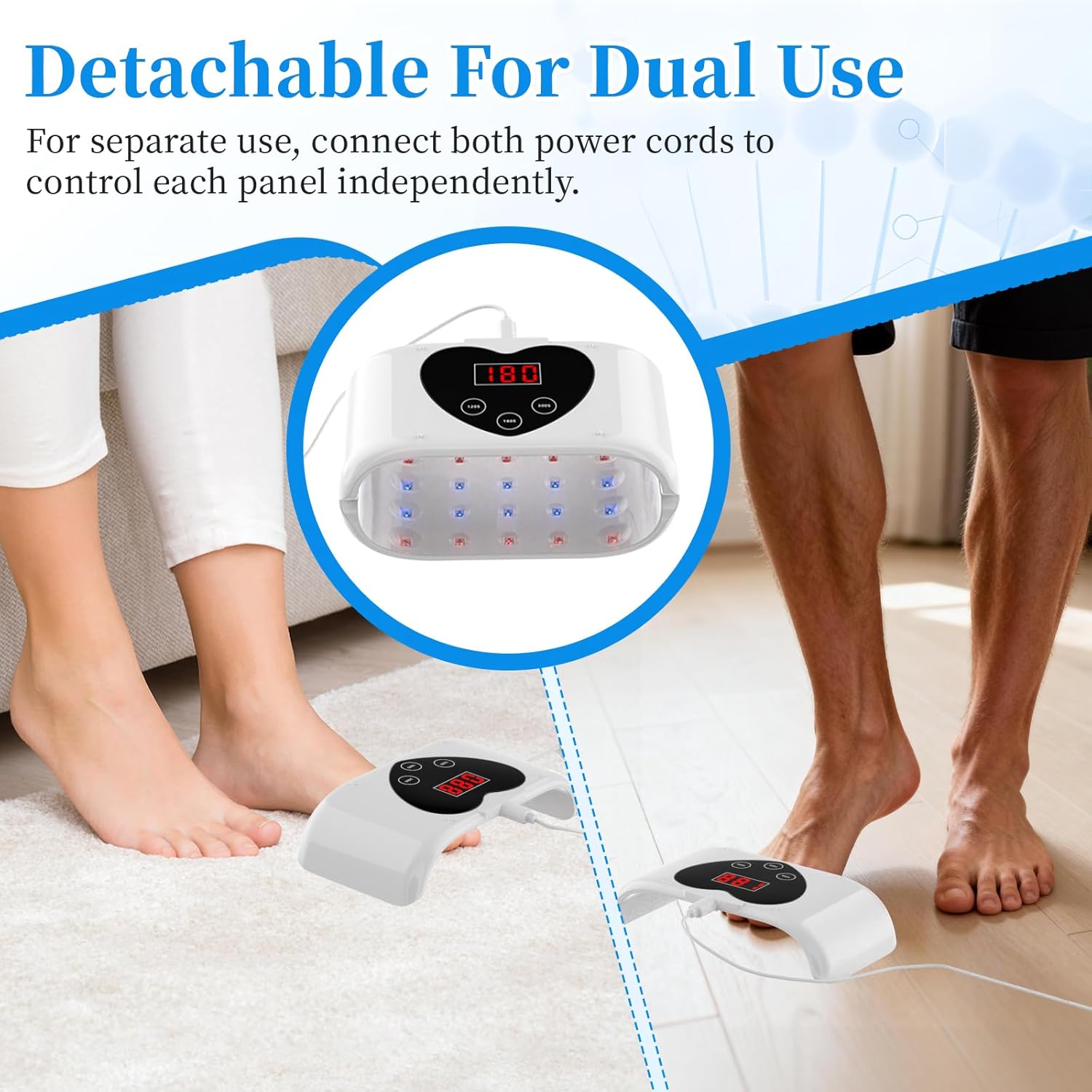 Home Nail Fungus Device, Nail Fungus Cleaning Device or Toenails & Fingernails, Plug-In, Split or Combined Use, Adjustable 120S, 180S, 300S Timer