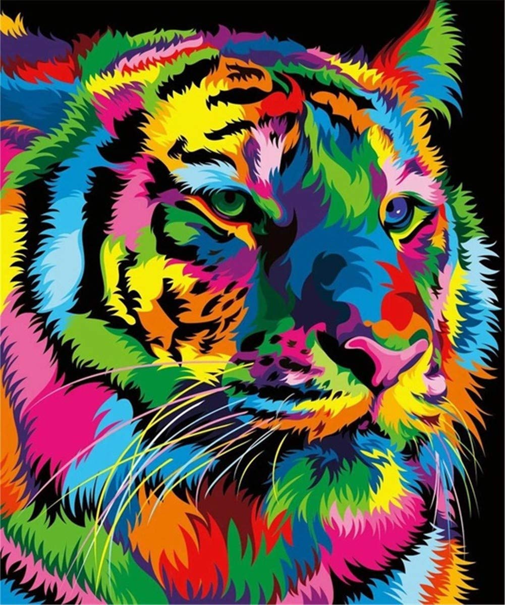 Peinture diamant tigre coloré 5D pour réduire le stress avec un grand kit de broderie