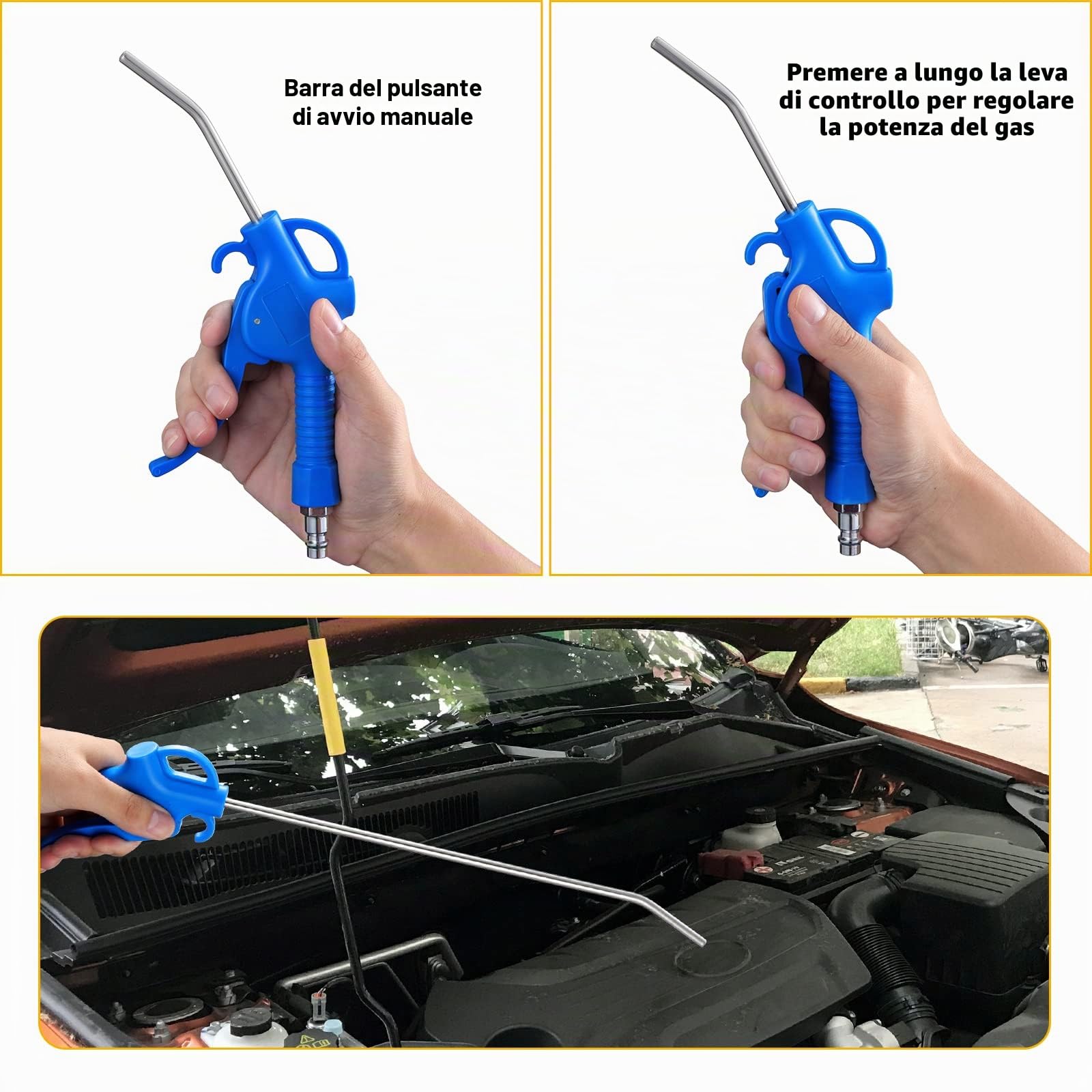 3 Pezzi Pistola Soffiaggio lunga Pistola per soffiaggio ad aria 95mm 295mm 490mm Lunga Pistole ad aria Compressa (Blu)