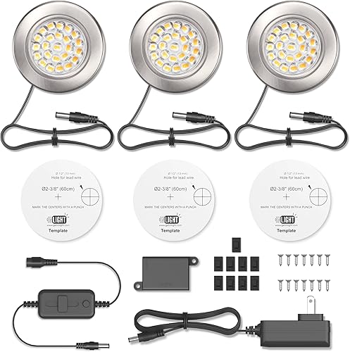 Miniatura 4 de GETINLIGHT IN-0113-3-SN - Kit de luces LED regulables de 2.6 pulgadas de ancho, 3000 K, instalación enchufable con empotrado o montado en