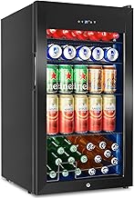 Beverage Refrigerator 126 Can, Mini Beverage Fridge Small Beverage Cooler with Glass Door Safety Lock, Drink Fridge for Beer Soda Wine, Perfect for Dorm Office Hotel