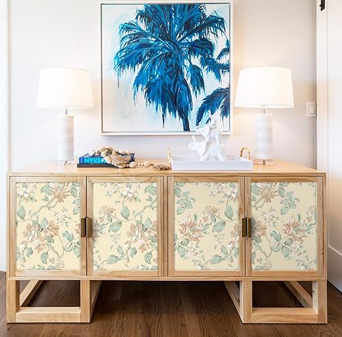 Miniatura 4 de Feisoon Papel tapiz floral azul para despegar y pegar, papel tapiz autoadhesivo de 16.14 x 78.7 pulgadas, papel de contacto de hojas marrones,