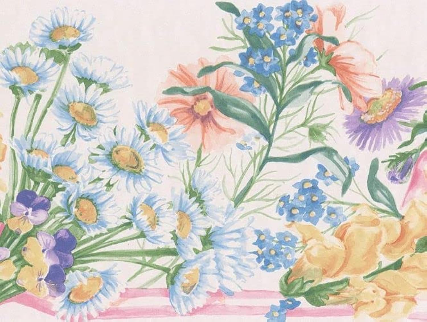 Papel pintado de flores Concord Wallcoverings IG75164B cenefa multicolor 18 cm x 4.5 m