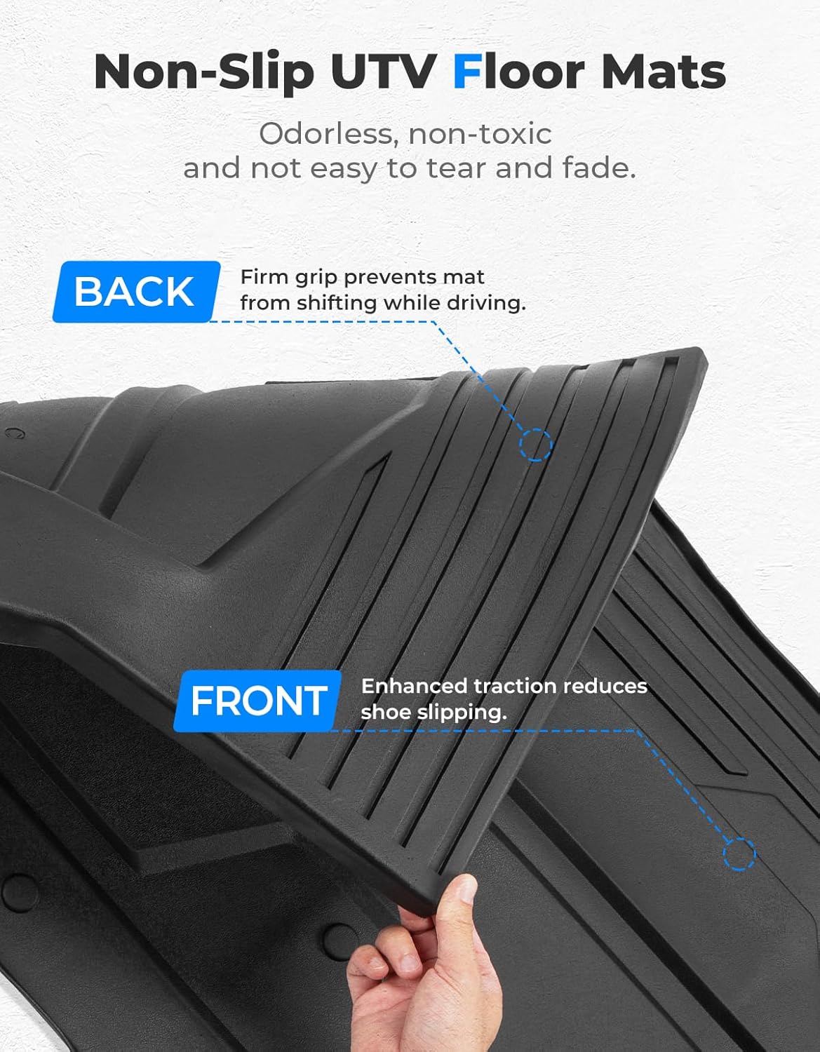 KEMIMOTO TPE Floor Mat Compatible with Polaris Xpedition XP 5/ADV 5 2024+ Front and Rear Anti-Slip Foot Mat Easy to Clean Waterproof Footwell Mats Compatible with Polaris Xpedition Accessories 3 PCS