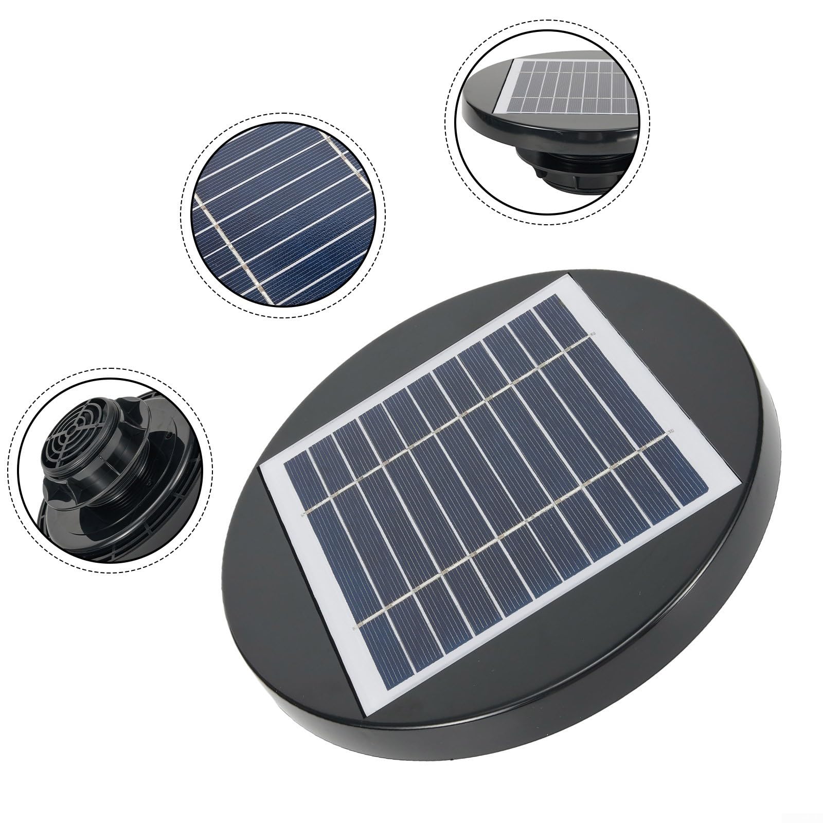 Solar Ventilator, Solar-Dachlüftungsventilator, 200 mm Diameter, Wasserdichter Solar Lüfter mit Solarpanel 5V, Solarbetriebener Dachventilator für Boot, Wohnmobil,Wohnwagen