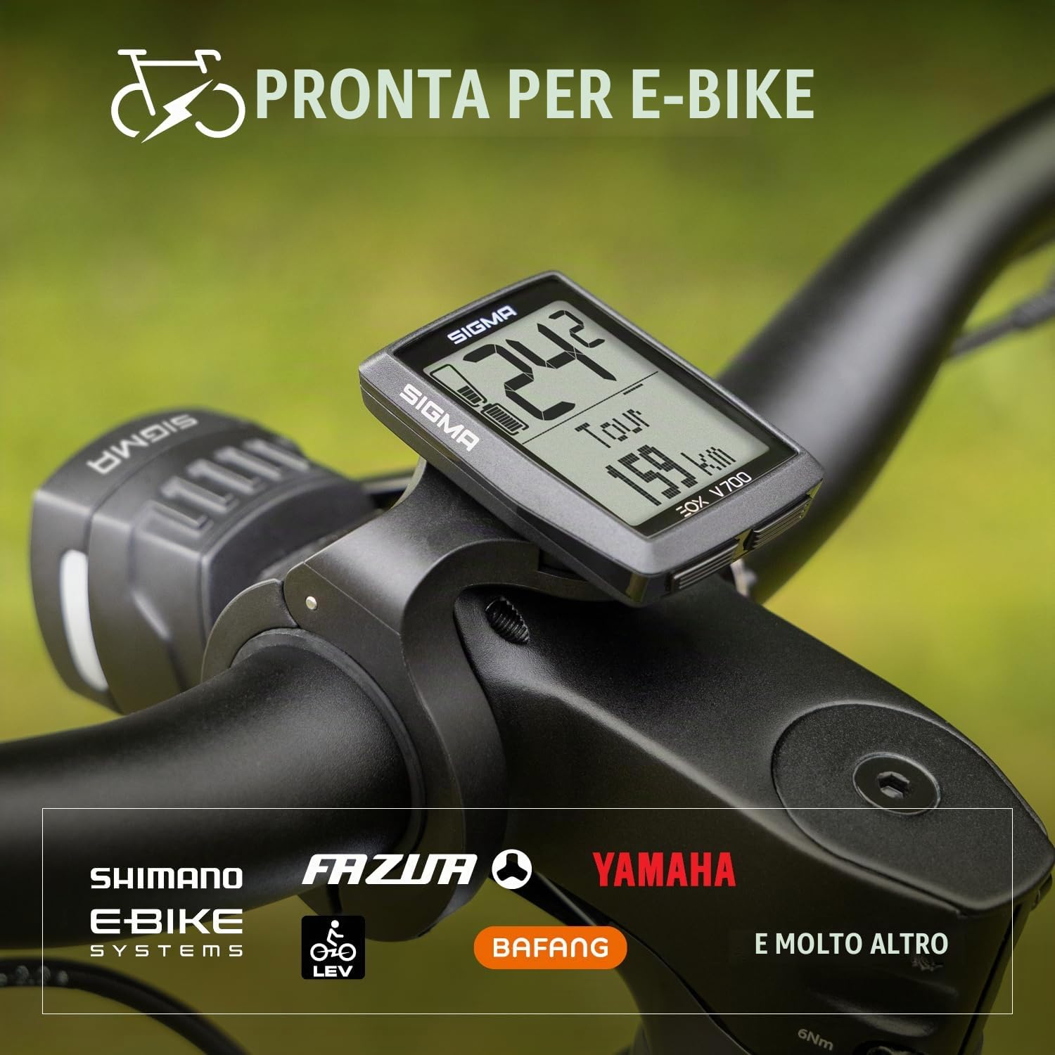 SIGMA EOX VIEW 700 | per bici elettrica con OVER CLAMP BUTLER incluso | Contachilometri impermeabile per bici elettriche | Compatibile con l'app gratuita EOX
