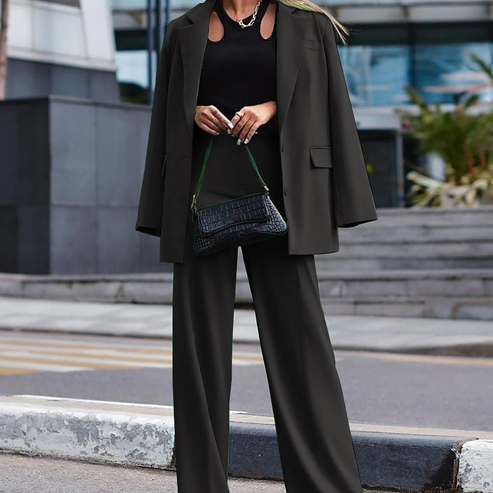 Tailleur Donna Cerimonia Tute Complete Donna Maniche Lunghe Comoda Pantaloni e Giacca da Cerimonia Giacche Due Pezzi Elegante Autunno Inverno per Cerimonia per Matrimoni e Feste