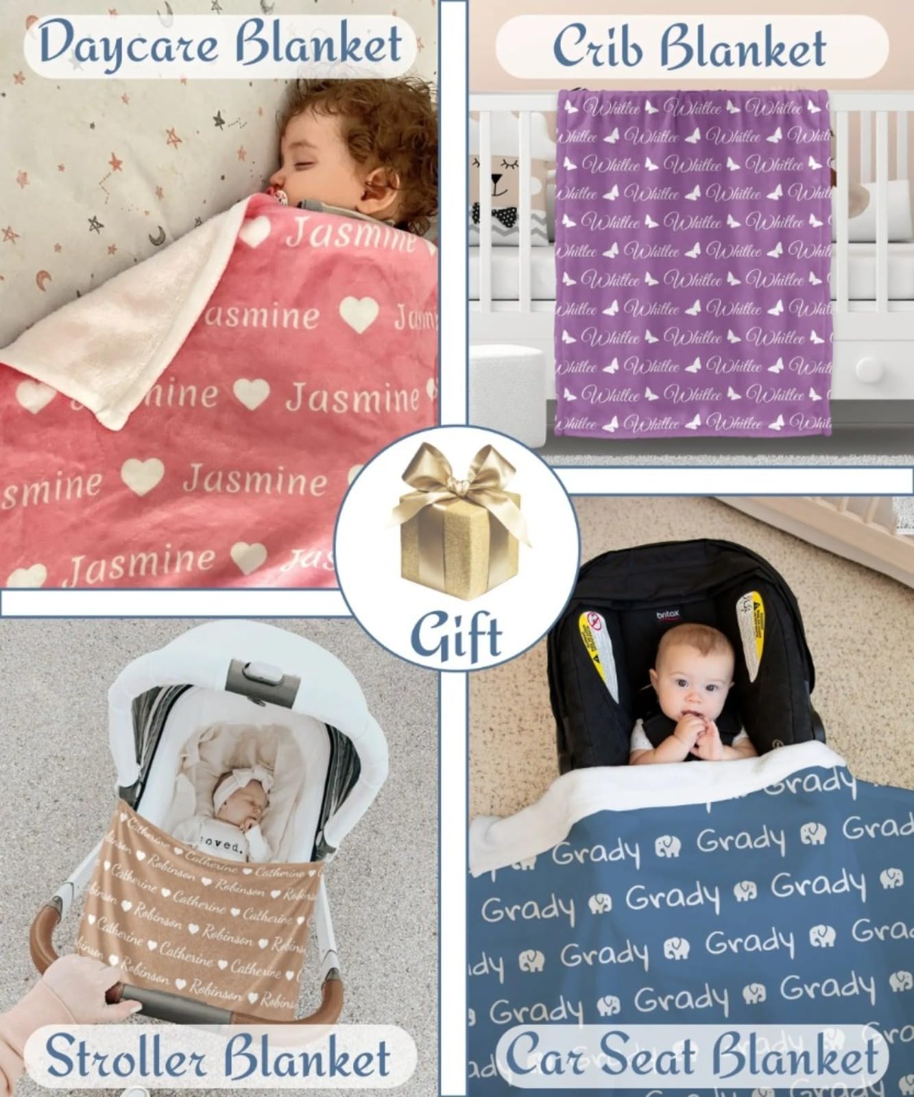 Luxury Personalised Baby Husguciy Custom Blanket With Name