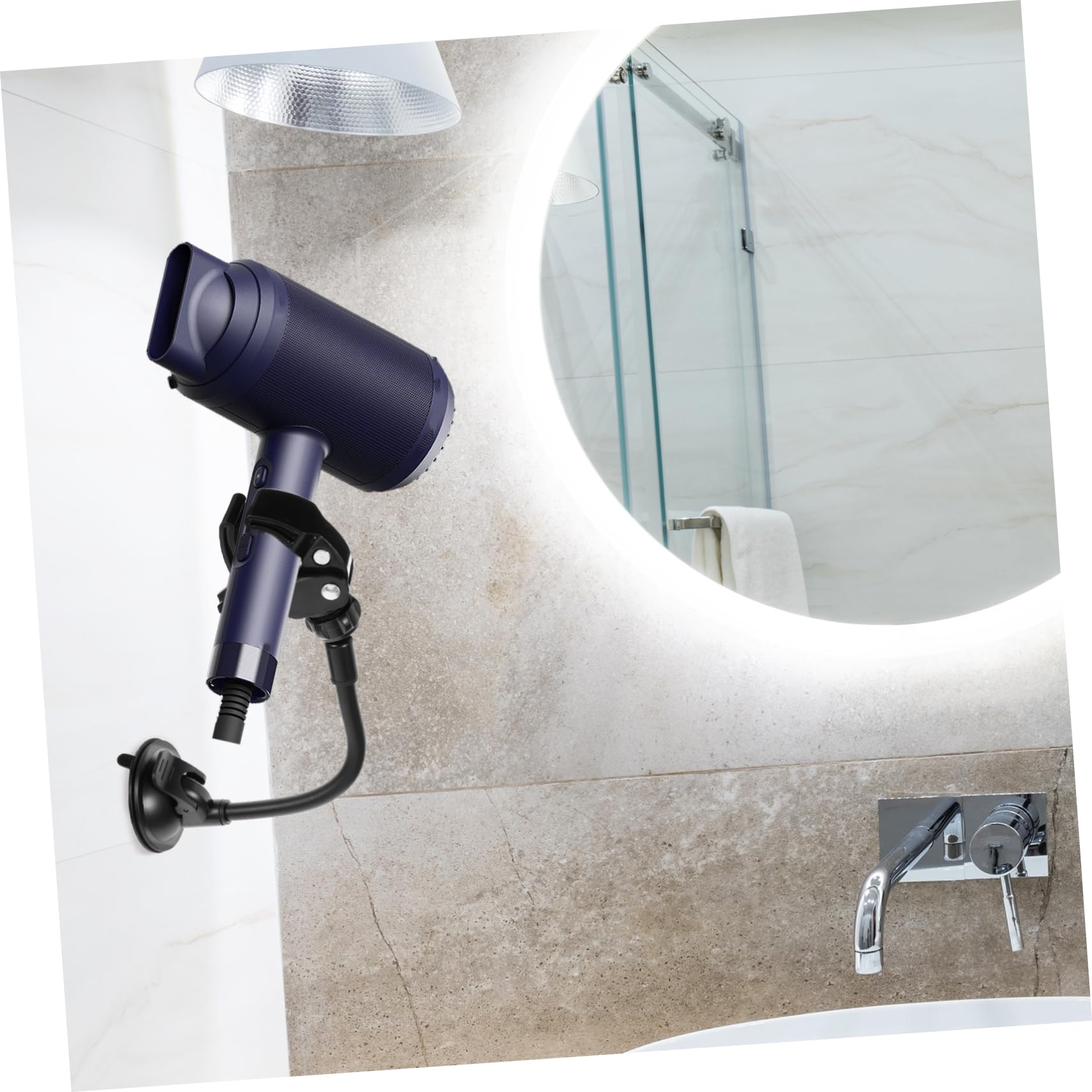 BESTYASH 5 Stück Haartrockner Halterung mit Saugnapf Wandmontierter Föhnhalter für Badezimmer Schlafzimmer und Friseursalons Robuste und Metallkonstruktion und Platzsparend für Haartrockner