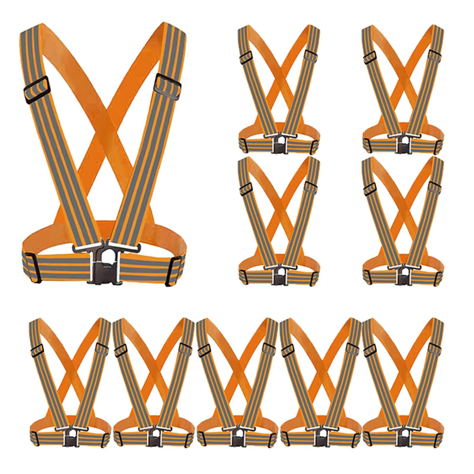 EvikoO Gilet de sécurité Gilet Haute visibilité avec 3 Bandes réfléchissantes, Veste Unisexe Haute visibilité, adaptée aux travaux de Circulation, à la Course à Pied (Color : Orange, Size : 10pcs)