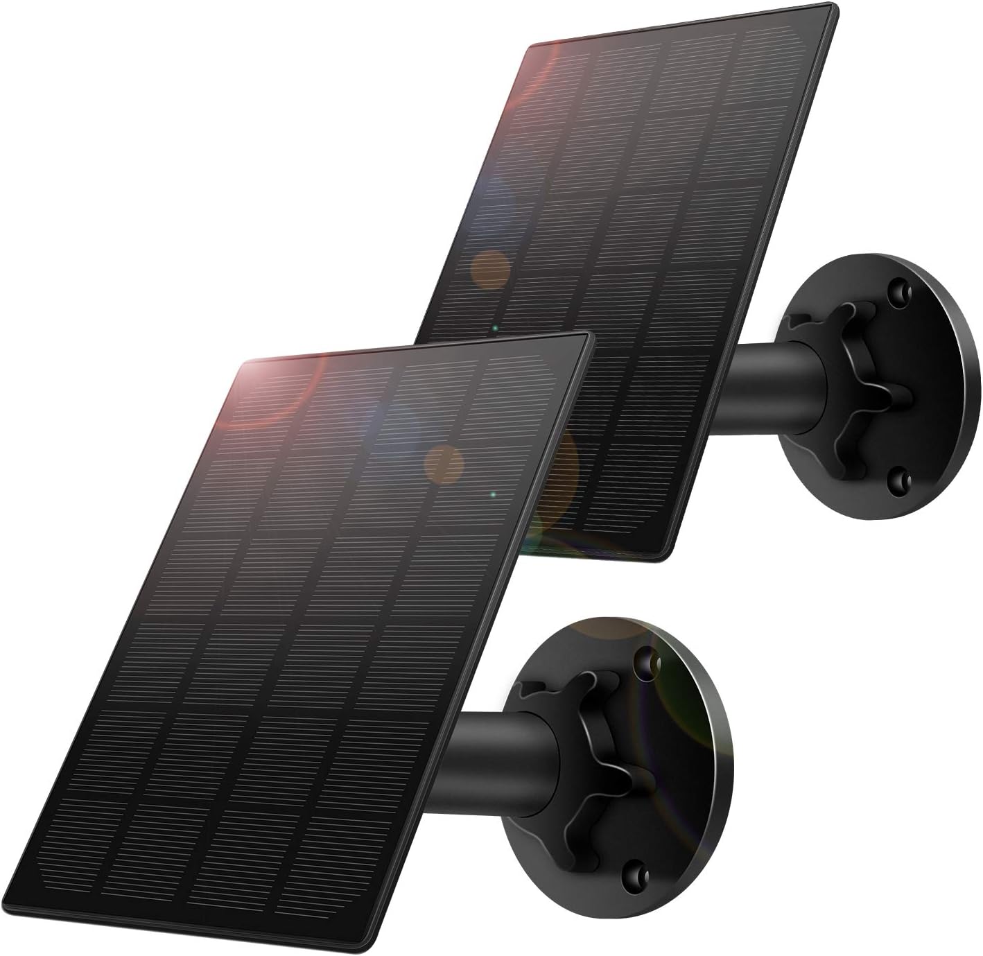 Solar Panel for Wireless Outdoor Security Camera,Compatible with DC 5V Rechargeable Battary Powered Surveillance Camera, Continuously Power for Outdoor Security Camera,5V 3.5W Micro USB Port（2 Pack）