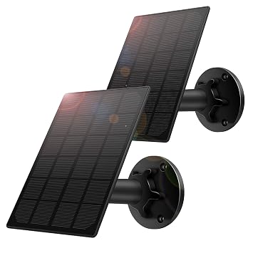 Solar Panel for Wireless Outdoor Security Camera,Compatible with DC 5V Rechargeable Battary Powered Surveillance Camera, Continuously Power for Outdoor Security Camera,5V 3.5W Micro USB Port?2 Pack?