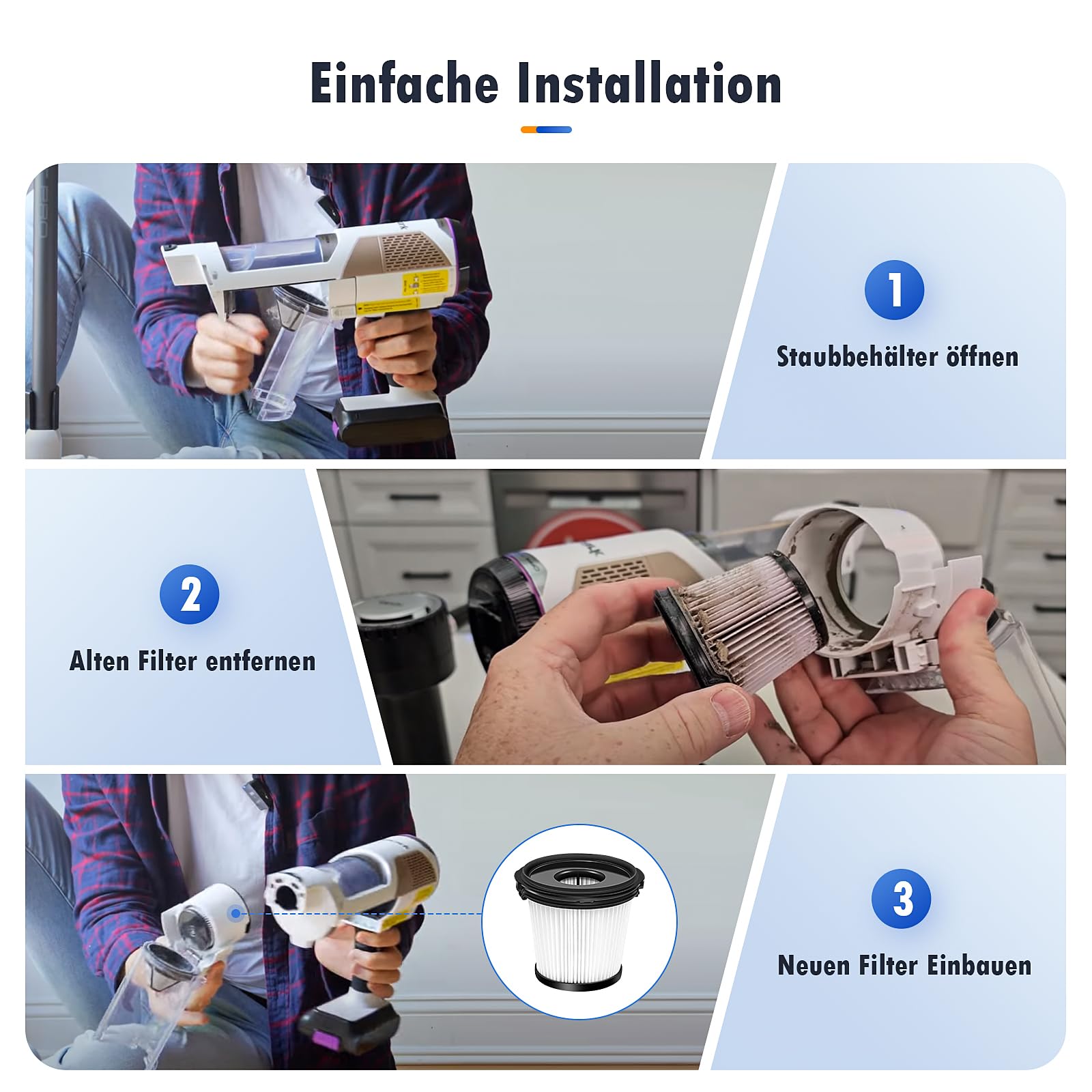Filter für Shark Detect Pro IW3611DE und IW3611EU Staubsauger 4 Stück