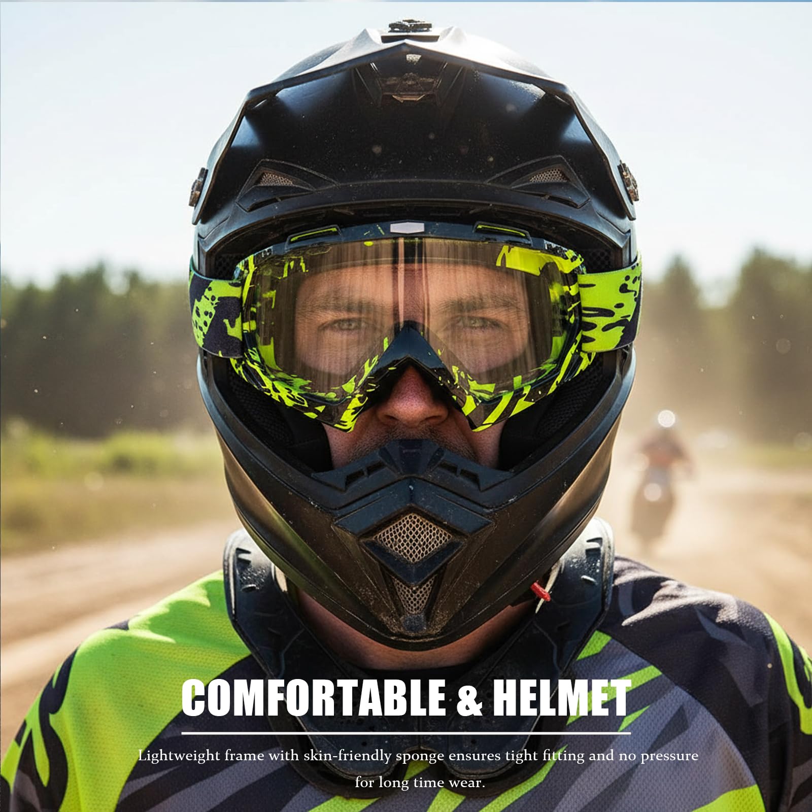AVV Occhiali da moto per uomo e donna, occhiali antivento per mountain bike, moto fuoristrada, anti-UV, per equitazione, mountain bike, motocross