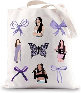 JNIAP Singer Inspired Tote Bag Album Fans Gifts Coquette Purple Bow Gift Singer Shoulder Bag Singer Merchandise