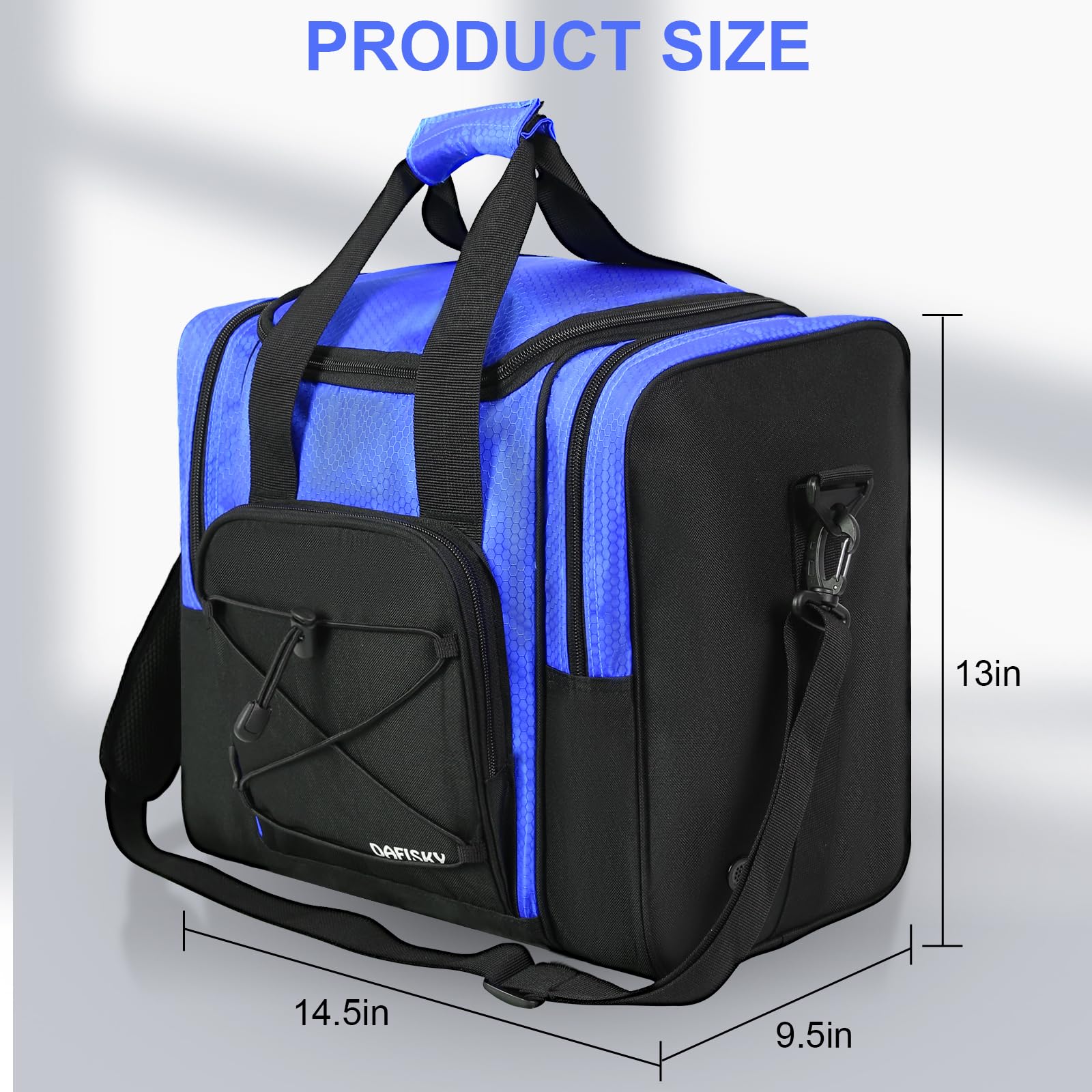 DAFISKY Sac fourre-tout pour boule de bowling avec support rembourré, 2 poches pour chaussures de bowling jusqu'à la taille 42 et accessoires (bleu)