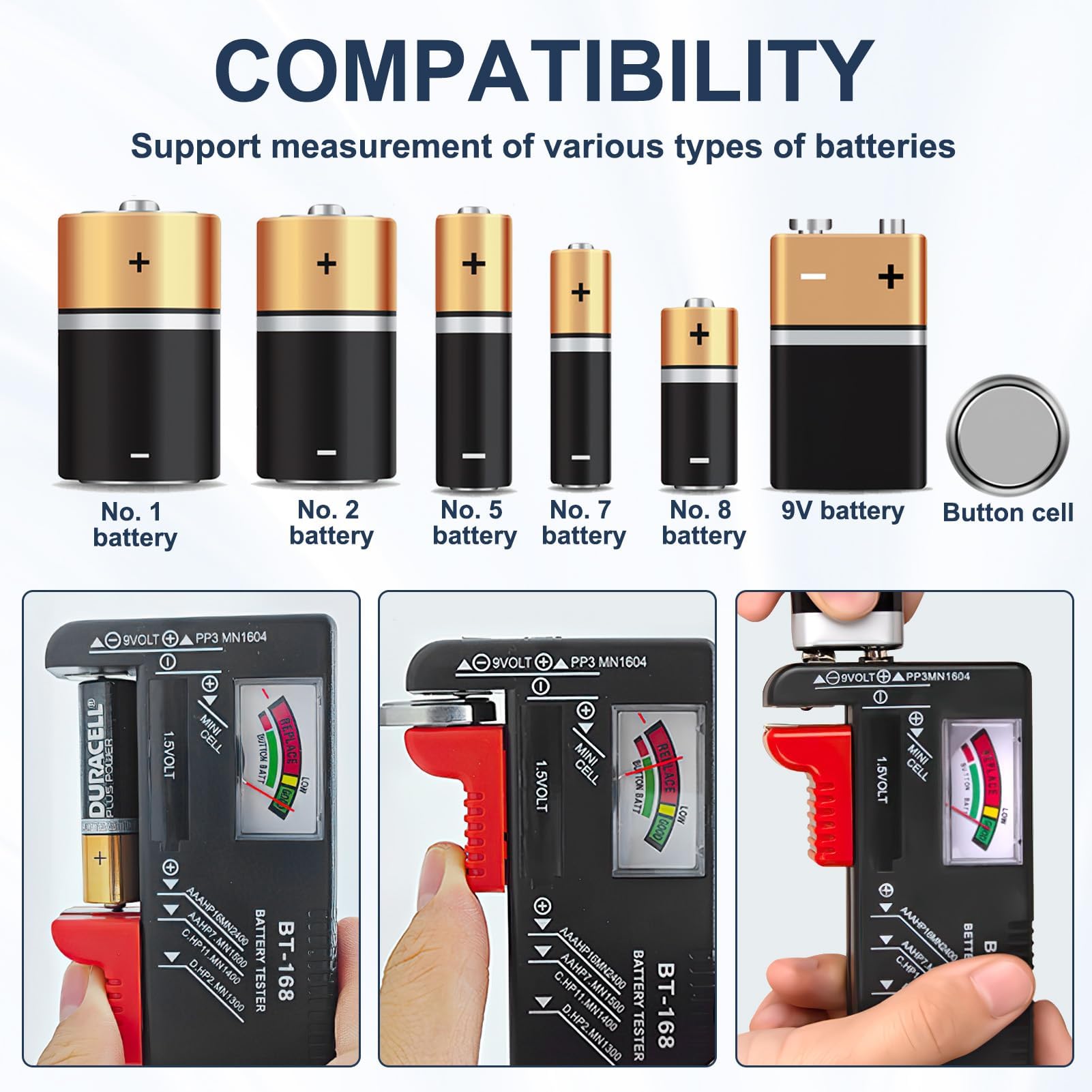 Testeur de Piles Universel pour AA AAA C D 9V Piles Bouton 1.5V Contrôleur de Tension