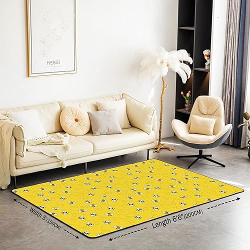 Miniatura 2 de Alfombra de área de abeja de 5 x 7 pies, alfombra Kawaii de animales para sala de estar, dormitorio, decoración de granja, decoración de animasl,