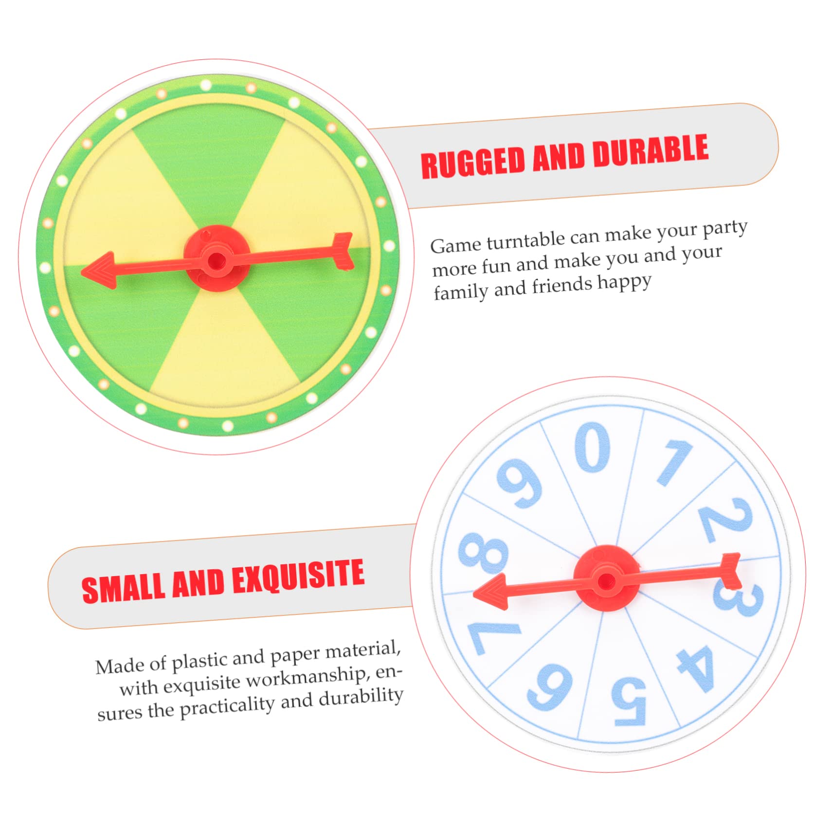 MUCKLILY 3sets 2pcs Prize Wheel for Fortune Roulette Game Turntable Fun Party Props for Raffles Contests Design Easy to Store Carry 2pcs*3