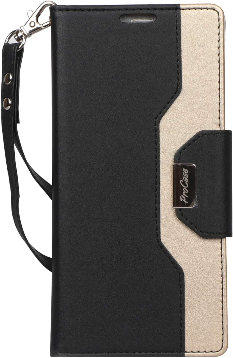 ProCase Galaxy Note 9 Wallet Case, Flip Kickstand Case with Card Slots Mirror Wristlet, Folding Stand Protective Cover for Galaxy Note 9 2018 -Black