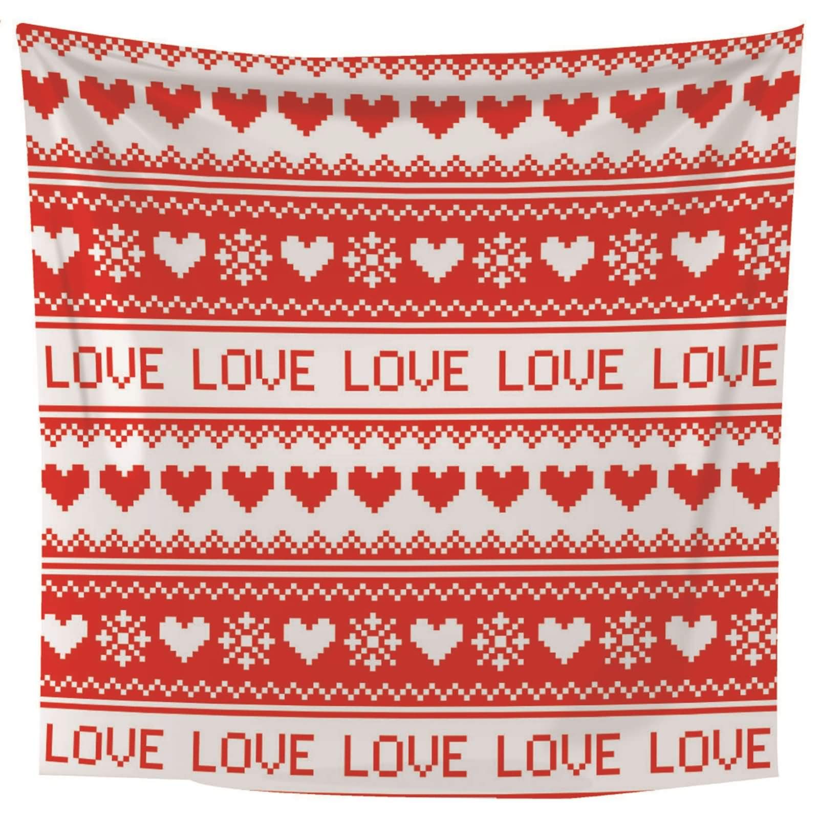 Motifs cœurs love blanc rouge : tenture murale de chambre et decoration salon