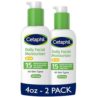 Cetaphil Fragrance Free Daily Facial Moisturizer, SPF 15, 4-Ounce Bottles Pack of 2