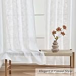 OWENIE Rideaux en lin pour chambre à coucher 84 Poches longues 2 Ensemble de panneaux, Farmhouse épais Faux Lin Light Filtering Rideaux texturés Draps avec haut de l'onglet arrière, blanc, chaque 52" W x 84" L