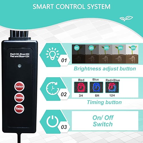 Miniatura 3 de Kit de bandeja de inicio de semillas con luz de crecimiento (actualización 2025 8 LED de espectro completo, temporizador, atenuación, cúpula de