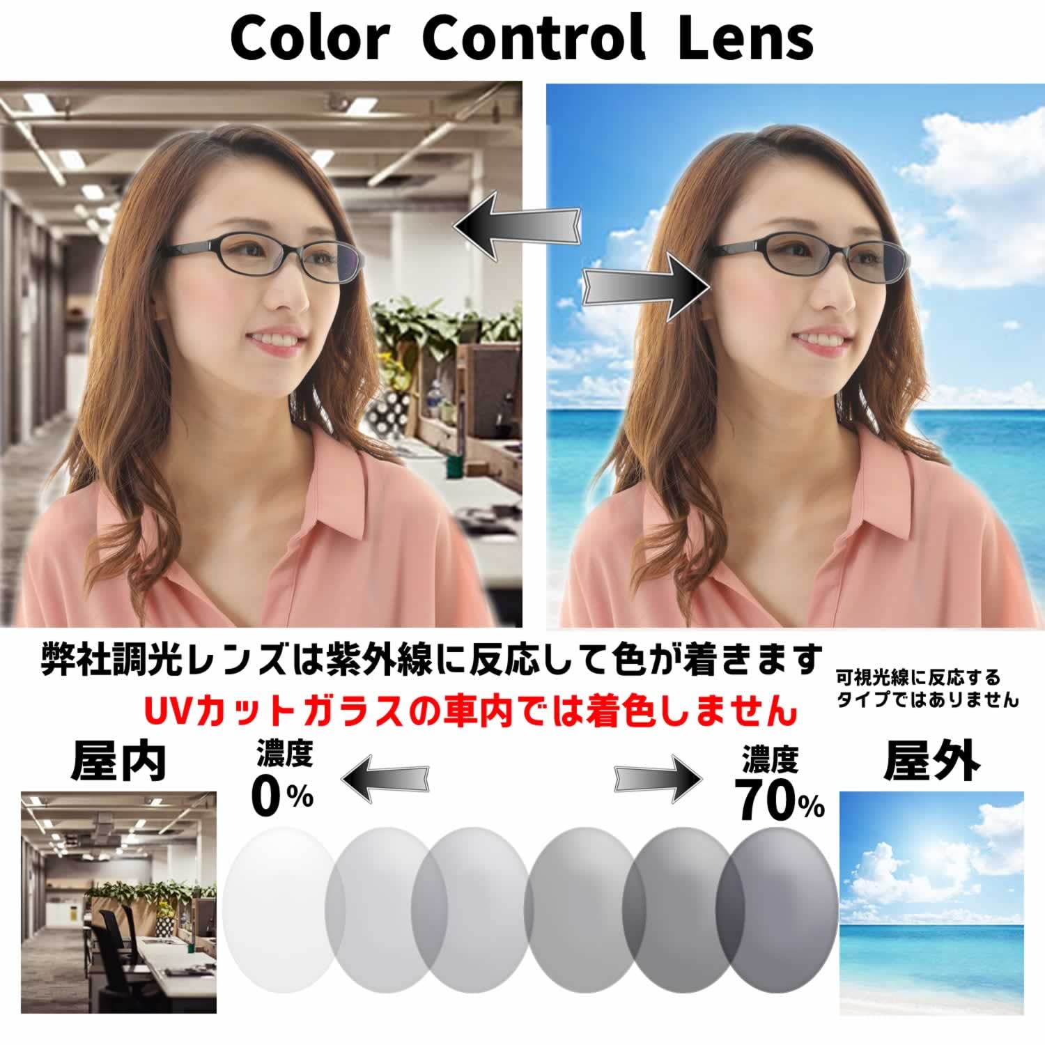 Amazon | [Netmeganecom] 調光 変色 度付 サングラス (度付