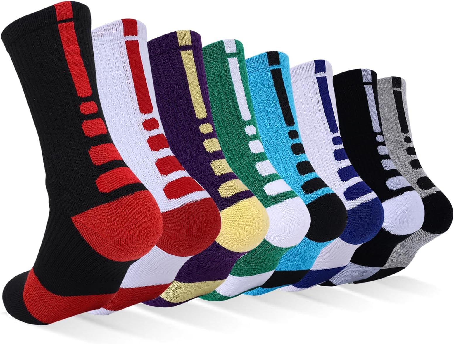 SpeumBasketball Socks,Performance Cushioned Men's Athletic Crew Socks with Arch Compression for Hiking Cycling Basketball