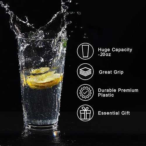 Miniatura 2 de HONGBOLI Vasos de plástico irrompibles, juego de 6, vasos irrompibles, vasos de plástico, vaso de 20 onzas, apto para lavavajillas (transparente)