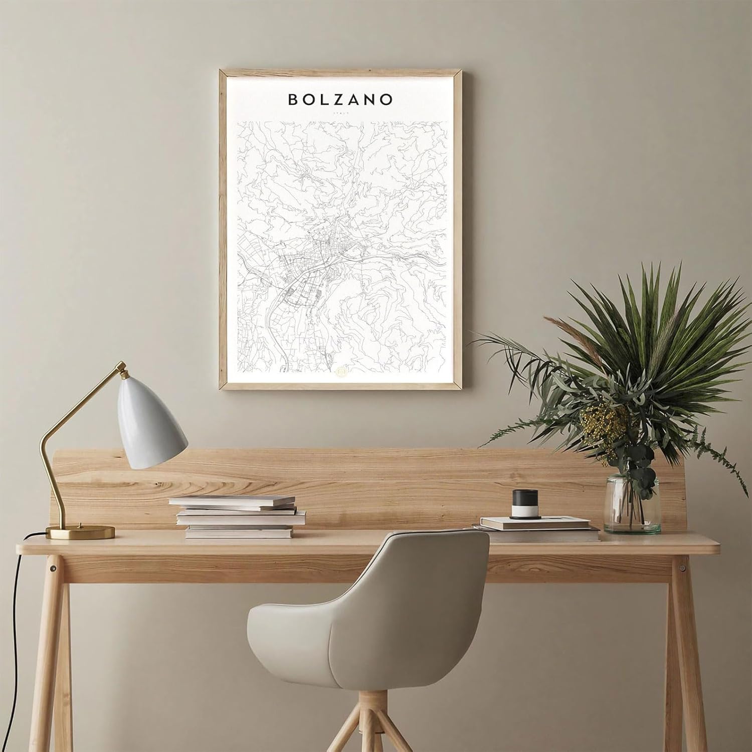 Modern Grey Poster of Bolzano Italy | 11x17 12x18 16x24 24x36 Unframed Mininal Wall Art | Minimalism Hometown City Traveler Print for Gift | Minimalist Home Office Decor